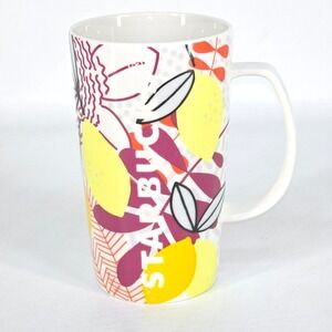 Starbucks Mug 16 oz Lemons Floral 2015 Spring Summer Collection Ceramic Cup 16oz